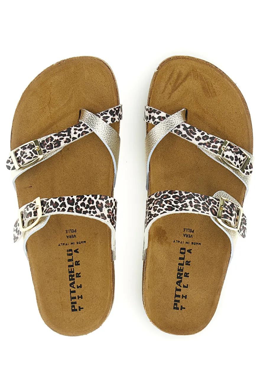 Ciabatte oro stampa animalier Pittarello Tierra 335A312SR