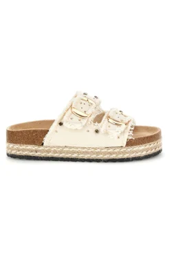 Ciabatte Panna con borchie e brillantini Me & me 12502