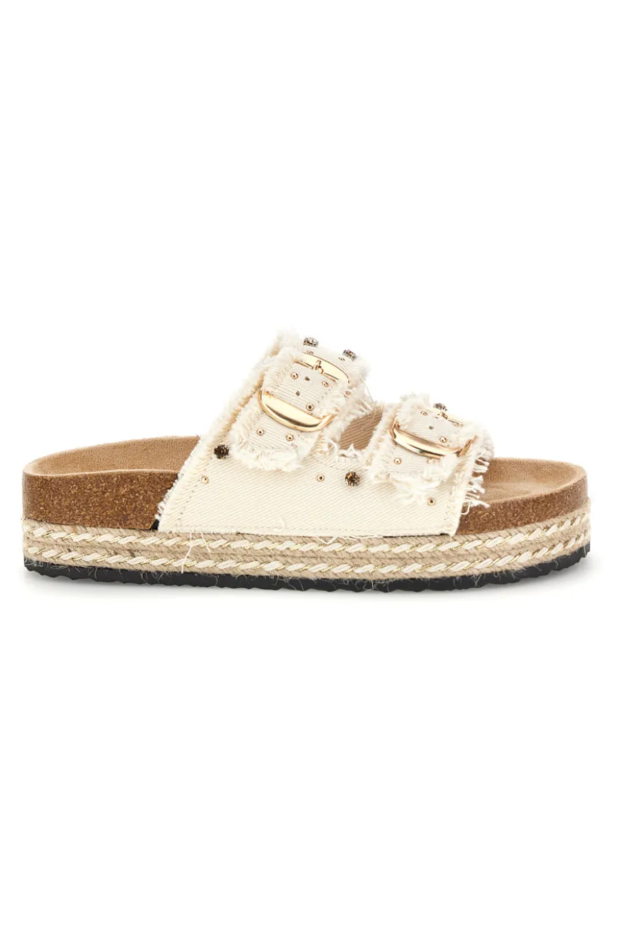 Ciabatte Panna con borchie e brillantini Me & me 12502