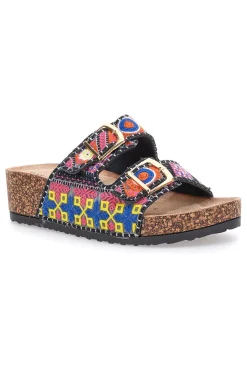 Ciabatte platform con dettagli etnici multicolor Dame Rose APY65