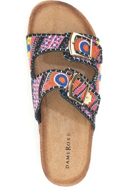 Ciabatte platform con dettagli etnici multicolor Dame Rose APY65
