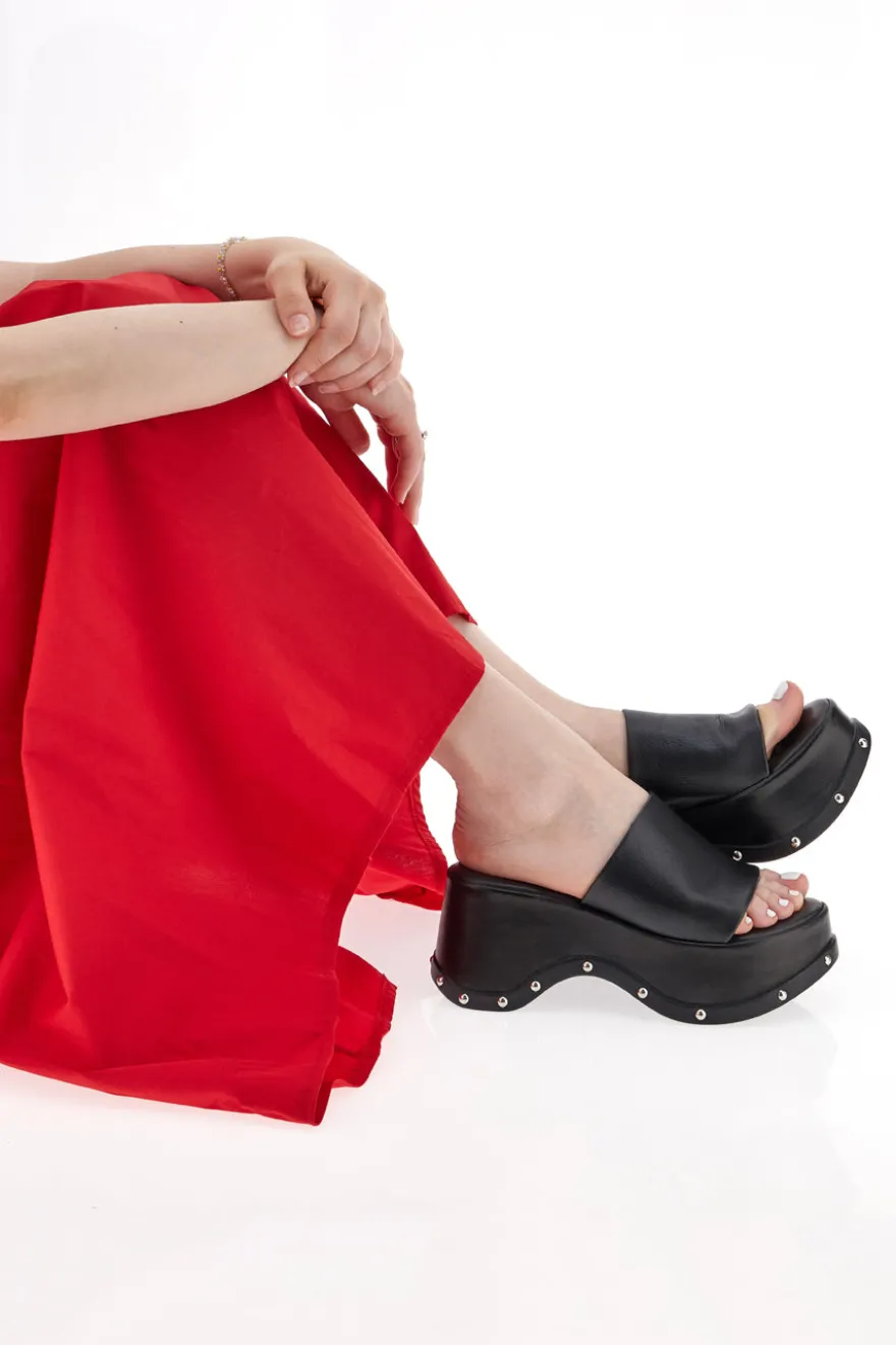 Ciabatte Platform Nere in Pelle Pittarello 5765