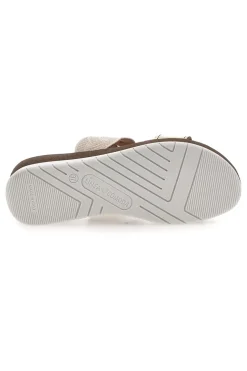 Ciabatte platino con intreccio beige e plantare comfort Linea Comoda 8009R