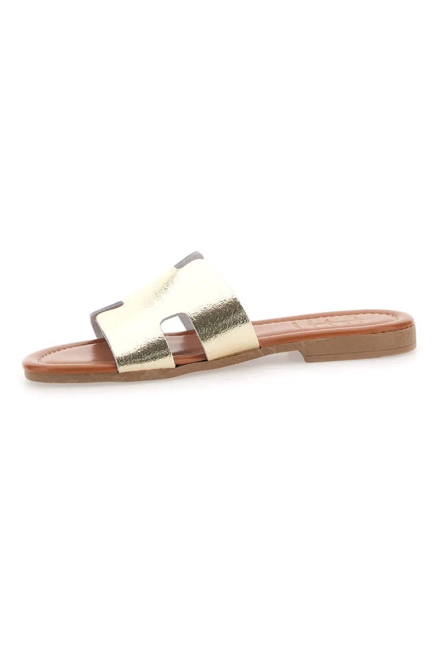 Ciabatte Platino Con Tomaia in Pelle Made in Italy Prima Riga 02