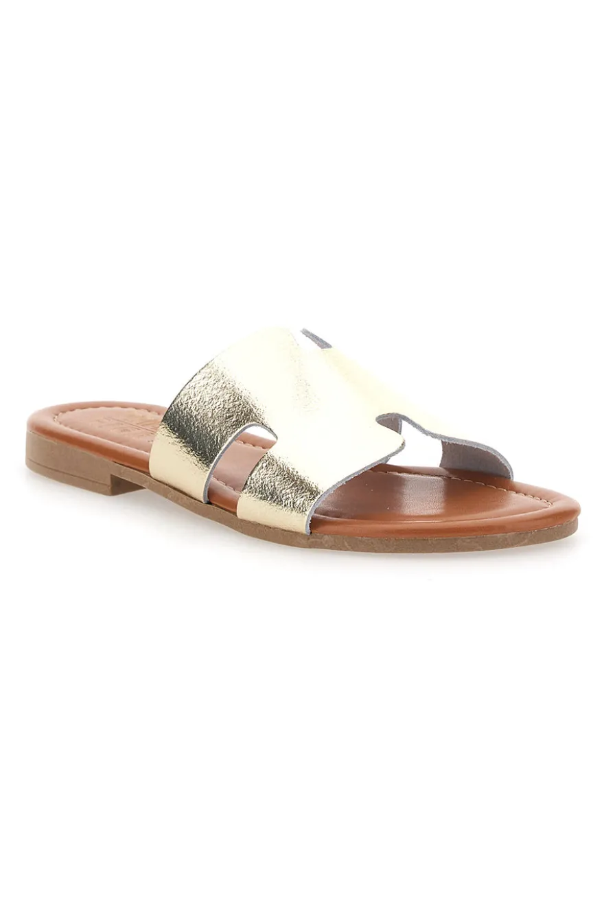Ciabatte Platino Con Tomaia in Pelle Made in Italy Prima Riga 02