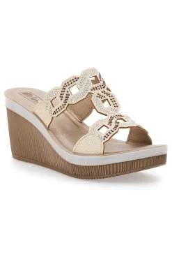 Ciabatte Platino Con Zeppa e Strass Inblu 34 As