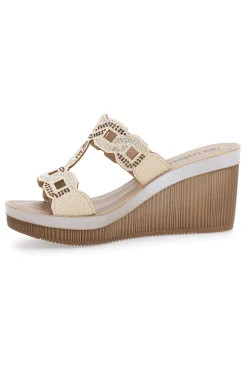 Ciabatte Platino Con Zeppa e Strass Inblu 34 As
