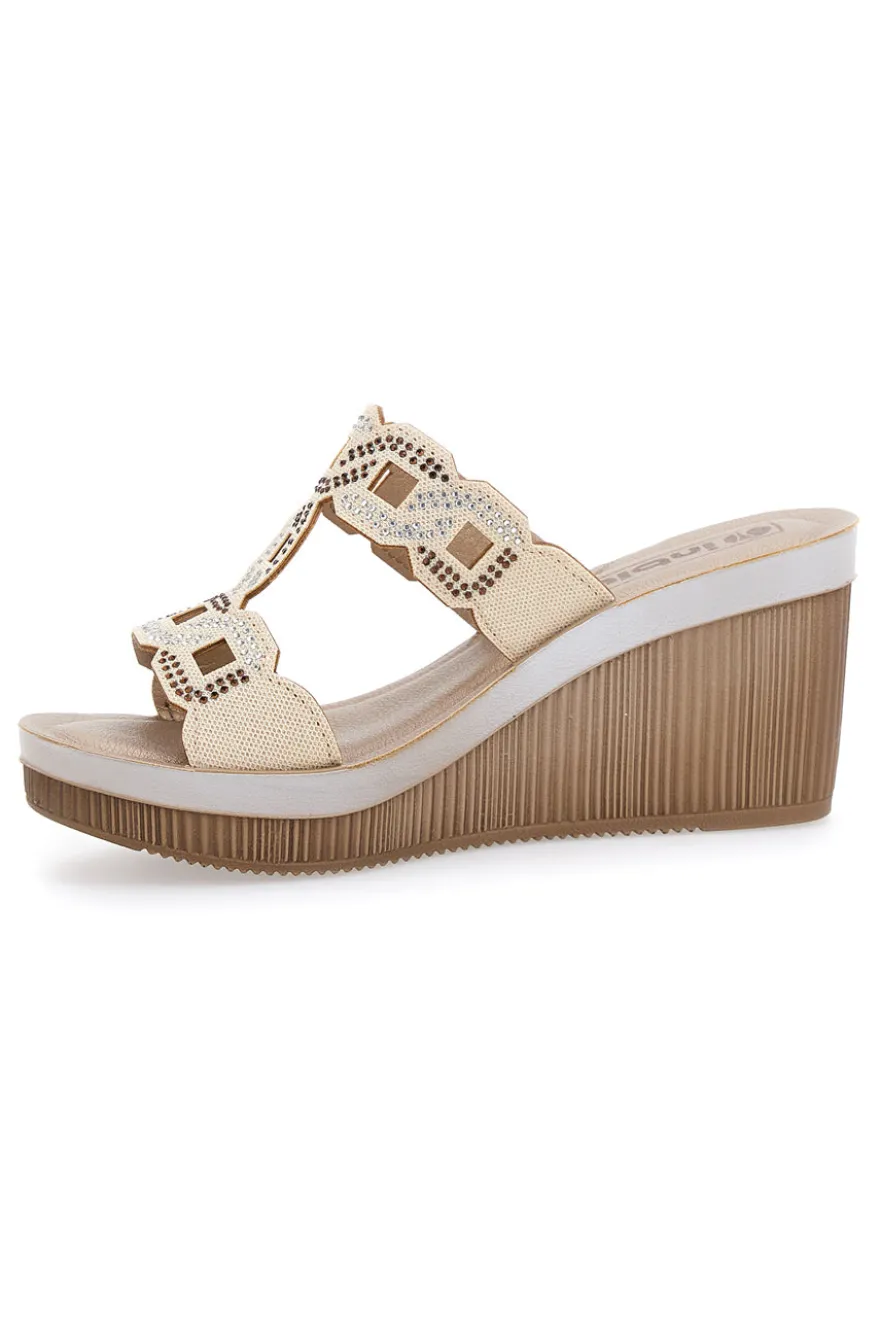 Ciabatte Platino Con Zeppa e Strass Inblu 34 As