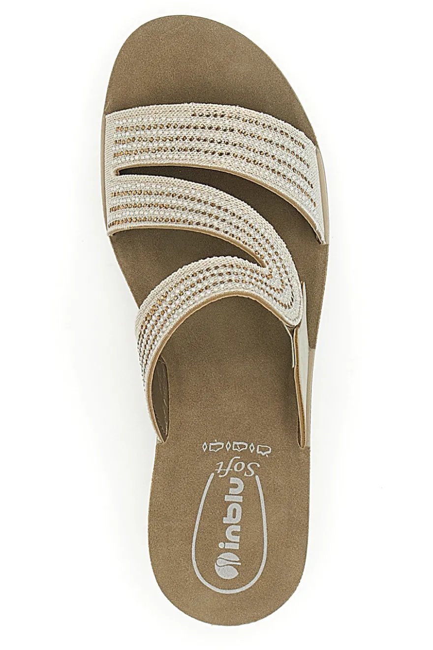 Ciabatte Platino con Zeppa e Strass Inblu 18 RN