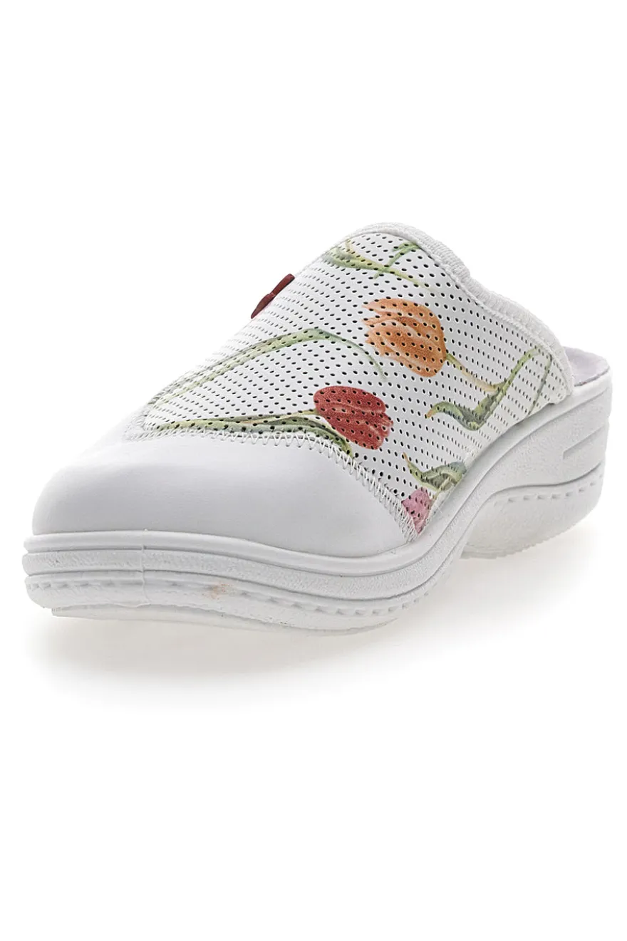 Ciabatte Professionali Bianche in Vera Pelle Mrs Chef 5533