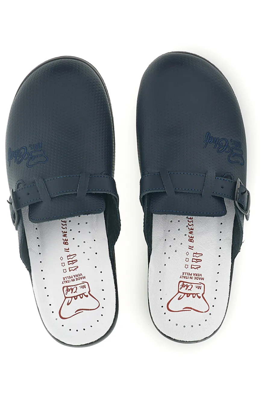Ciabatte professionali blu in vera pelle Mr. chef 8015
