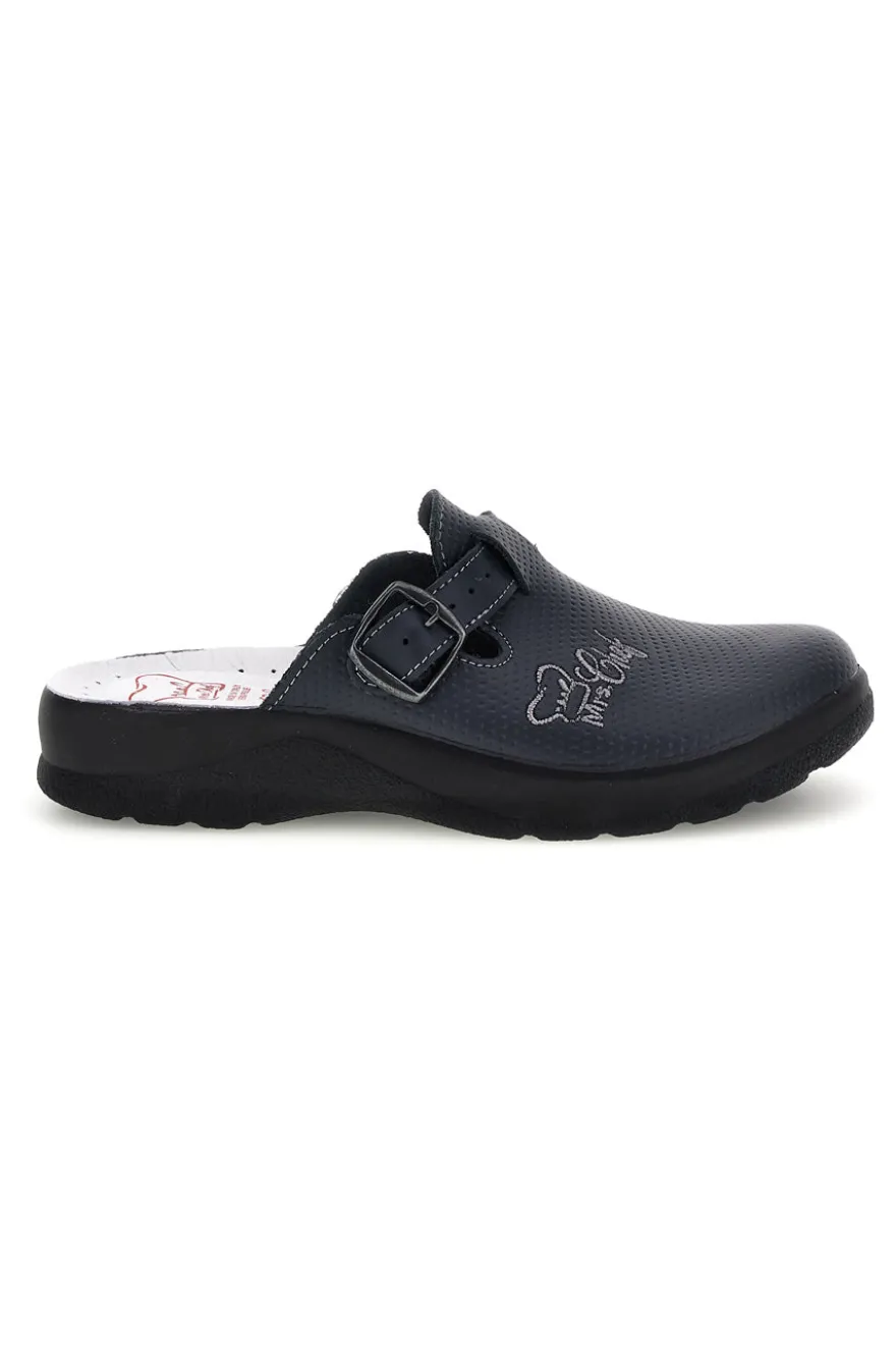 Ciabatte professionali blu in vera pelle Made in Italy Mrs Chef 8005