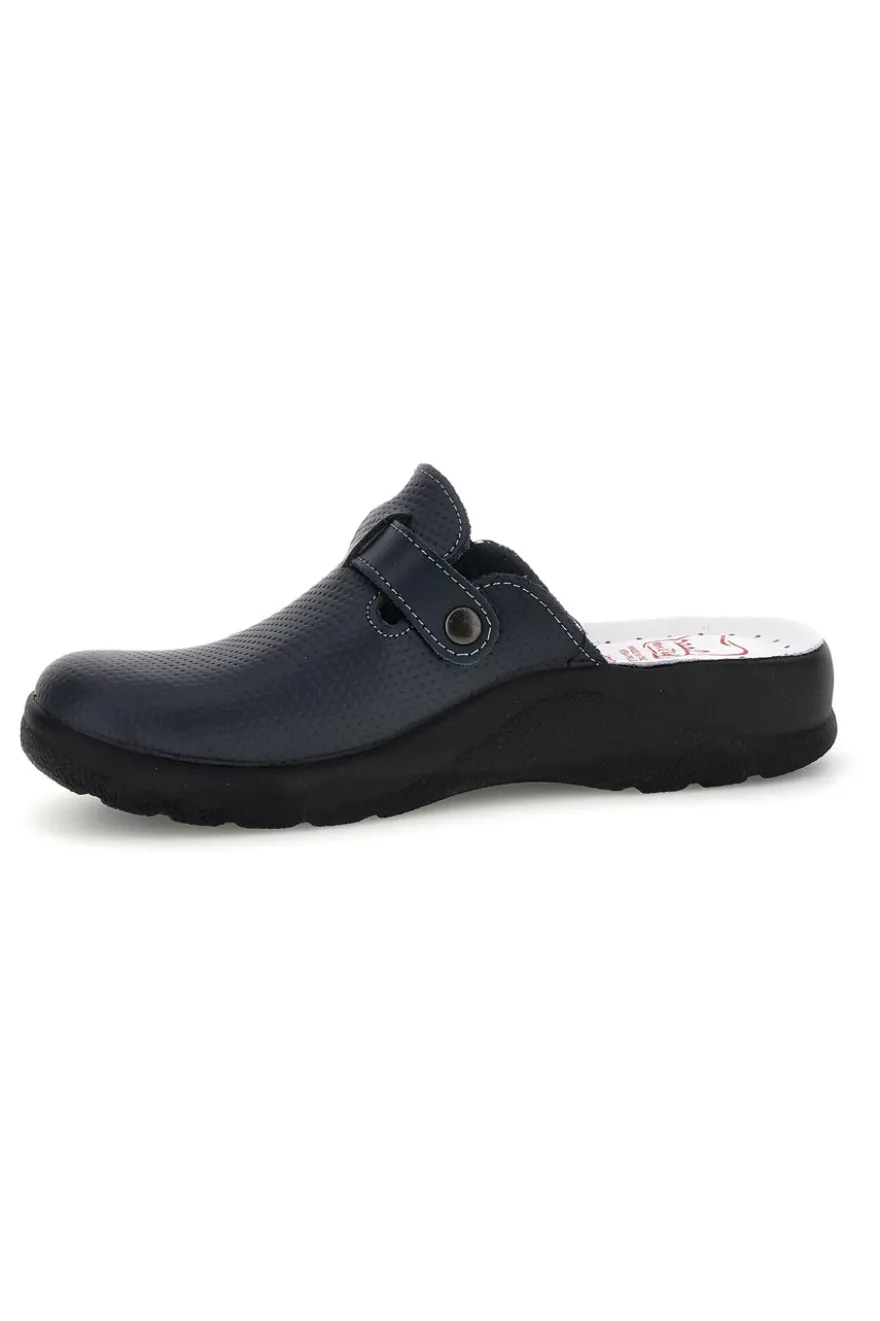 Ciabatte professionali blu in vera pelle Made in Italy Mrs Chef 8005