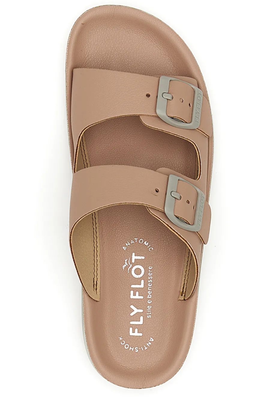 Ciabatte rosa con doppia fibbia e fondo comfort FLY FLOT 77077ZZ