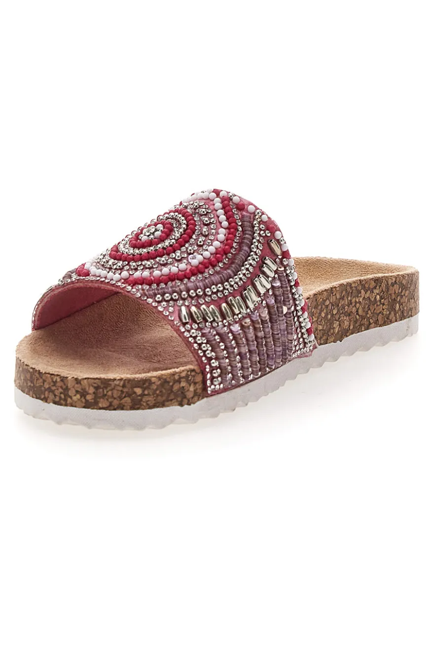 Ciabatte rosa con fantasia a perline etnica Pitt Kids 14502