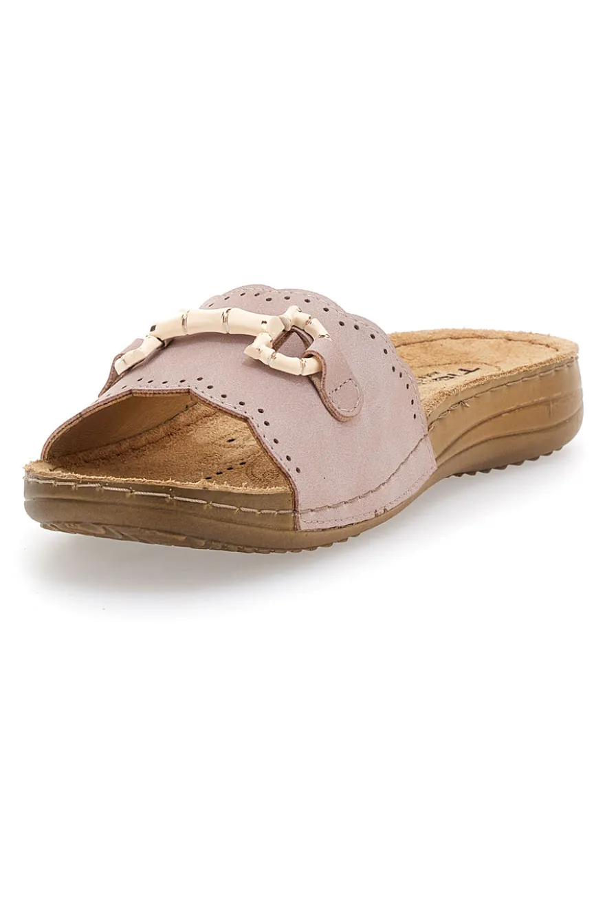 Ciabatte Rosa Con Sottopiede in Vera Pelle Tiglio 4310