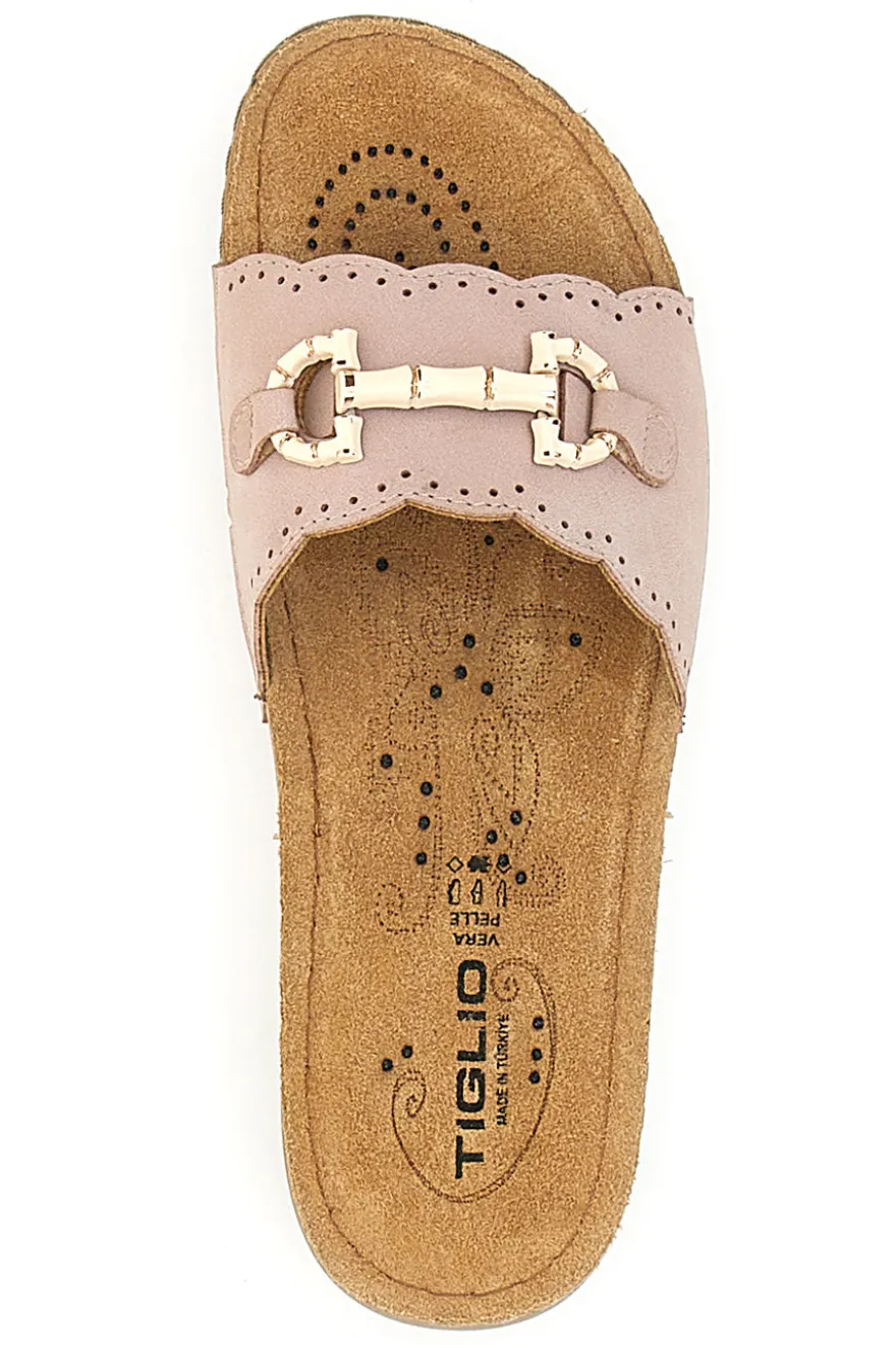 Ciabatte Rosa Con Sottopiede in Vera Pelle Tiglio 4310