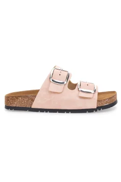 Ciabatte rosa doppia fibbia sottopiede in pelle suola antiscivolo Pittarello Green walk 335CF20630SR