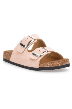 Ciabatte rosa doppia fibbia sottopiede in pelle suola antiscivolo Pittarello Green walk 335CF20630SR