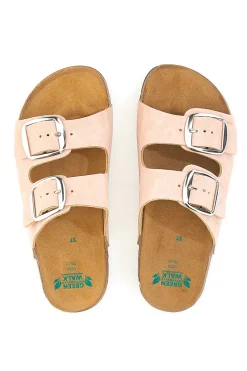 Ciabatte rosa doppia fibbia sottopiede in pelle suola antiscivolo Pittarello Green walk 335CF20630SR