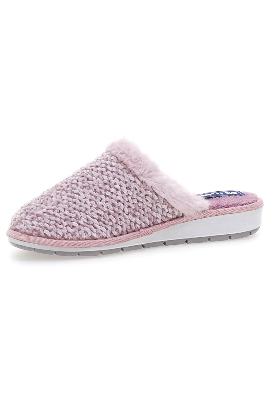 Ciabatte rosa in tessuto peluche con cuore Inblu 110 LB