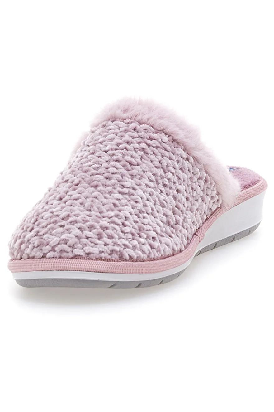 Ciabatte rosa in tessuto peluche con cuore Inblu 110 LB
