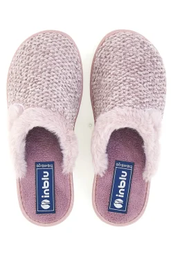 Ciabatte rosa in tessuto peluche con cuore Inblu 110 LB