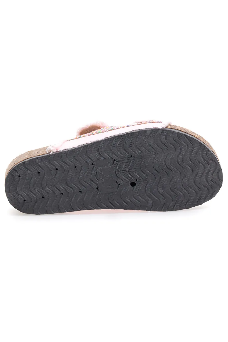 Ciabatte rosa platform con perline multicolor Dame Rose APY66