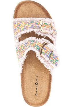 Ciabatte rosa platform con perline multicolor Dame Rose APY66