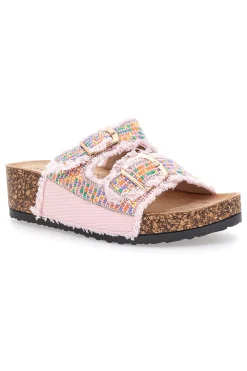 Ciabatte rosa platform con perline multicolor Dame Rose APY66