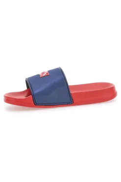Ciabatte Rosse con Fascia a Contrasto Blu
