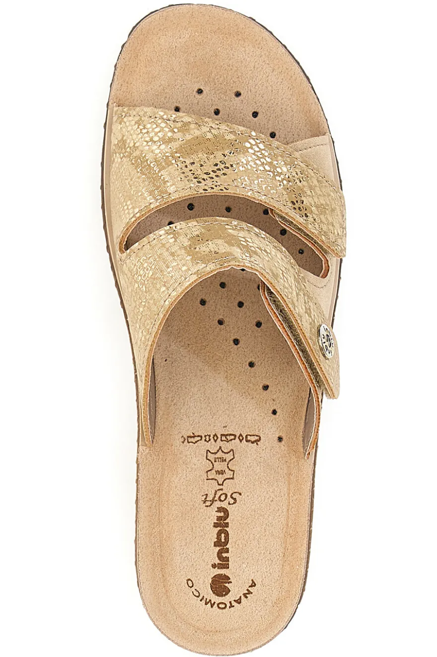 Ciabatte Sabbia Con Zeppa e Strappo in Velcro InBlu 2678
