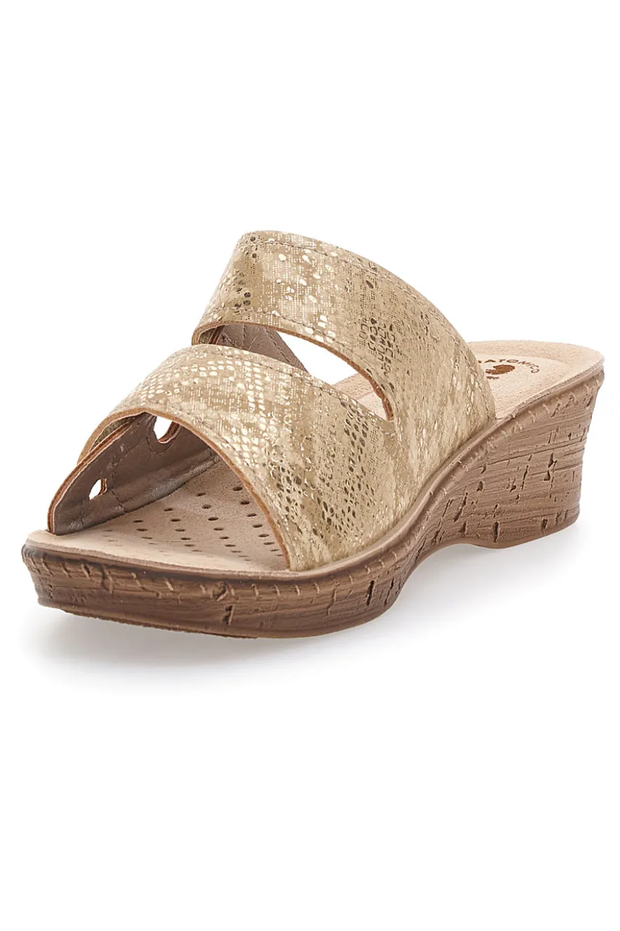 Ciabatte Sabbia Con Zeppa e Strappo in Velcro InBlu 2678
