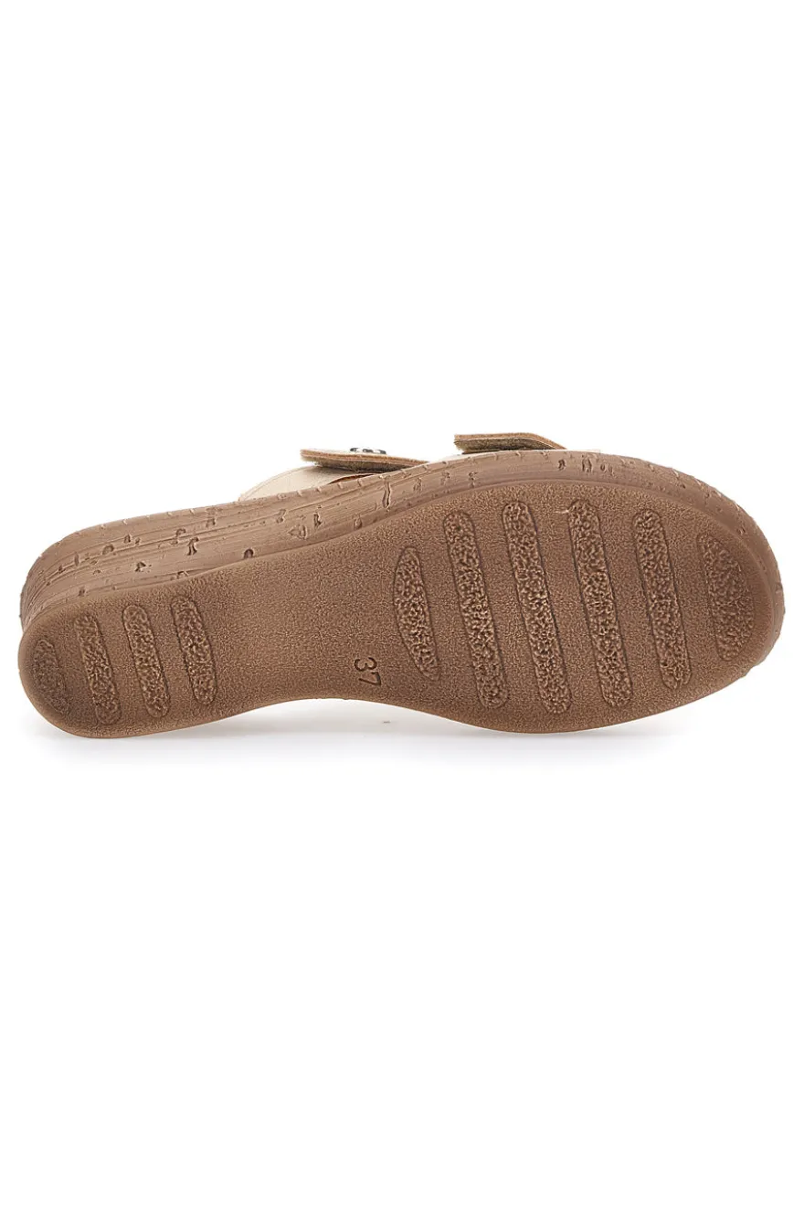 Ciabatte Sabbia Con Zeppa e Strappo in Velcro InBlu 2678