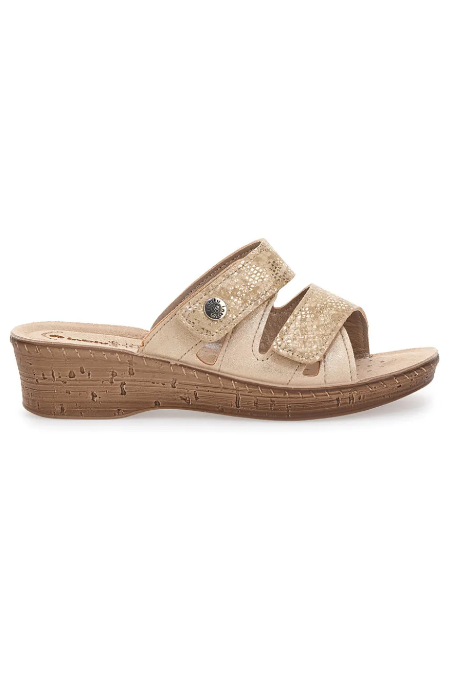 Ciabatte Sabbia Con Zeppa e Strappo in Velcro InBlu 2678