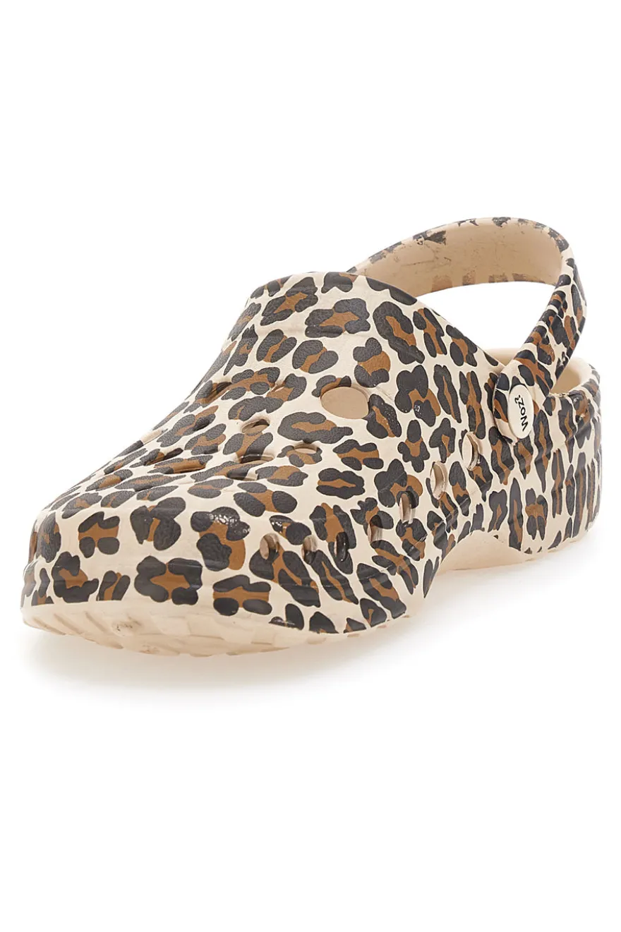 Ciabatte sabot leopardate con cinturino mobile WOZ 5
