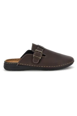 Ciabatte Sabot marroni sottopiede in pelle con fibbia Jerpoint 620PS
