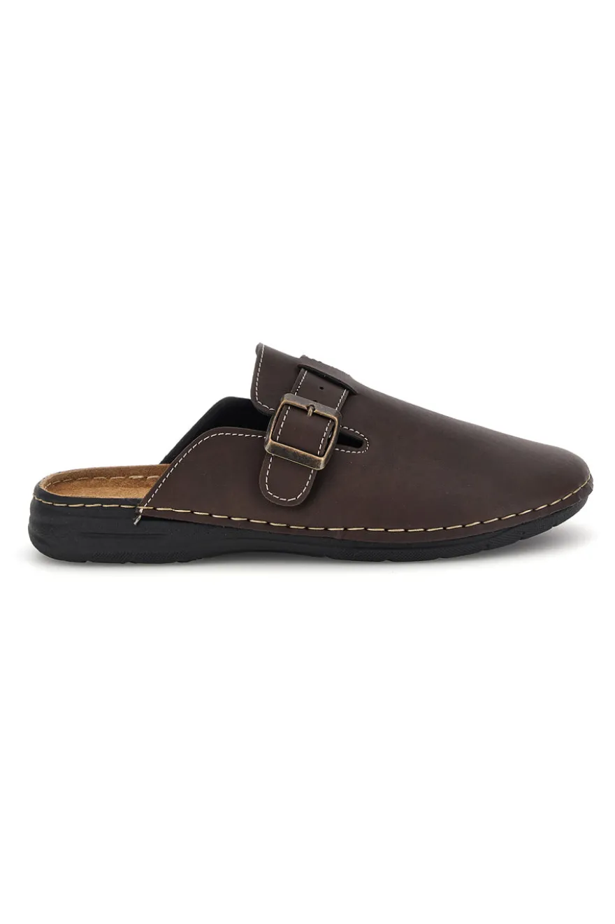 Ciabatte Sabot marroni sottopiede in pelle con fibbia Jerpoint 620PS