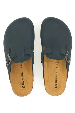 Ciabatte sabot Nere Sottopiede In Vera Pelle SUPERGA S31U384