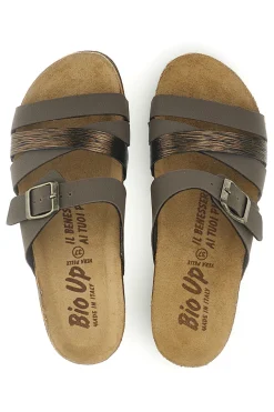 Ciabatte taupe con fasce e plantare anatomico Bio up 308