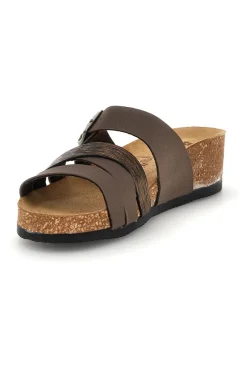 Ciabatte taupe con fasce e plantare anatomico Bio up 308