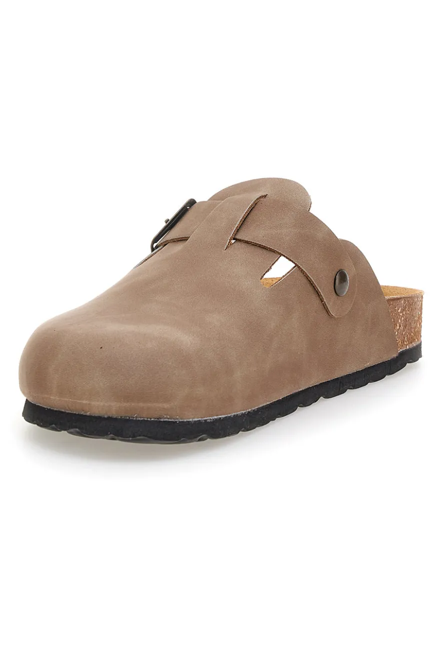 Ciabatte taupe con fibbia in vera pelle Pittarello Tierra 335A013PR