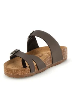 Ciabatte taupe con fibbie e plantare anatomico Bio up 203