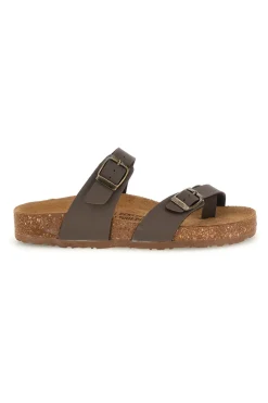 Ciabatte taupe con fibbie e plantare anatomico Bio up 203