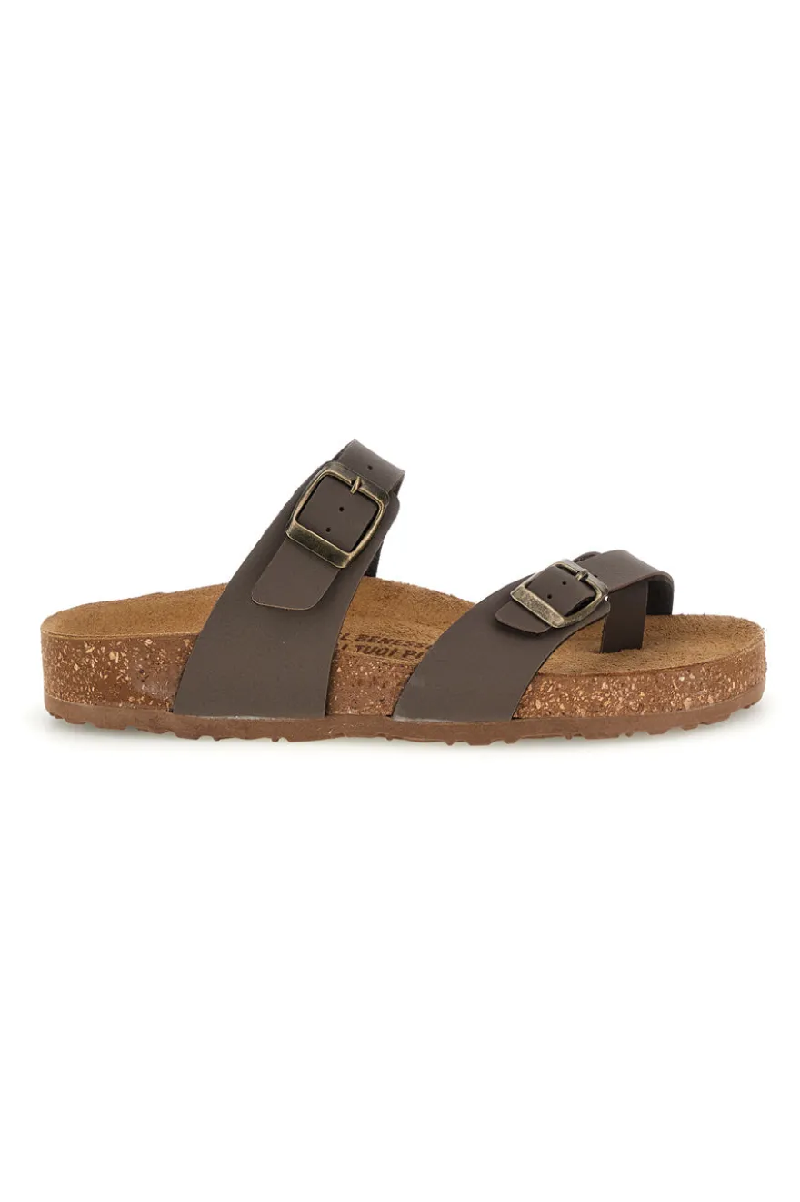 Ciabatte taupe con fibbie e plantare anatomico Bio up 203