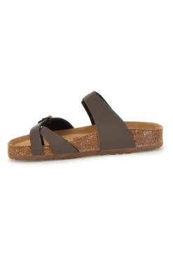 Ciabatte taupe con fibbie e plantare anatomico Bio up 203