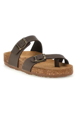 Ciabatte taupe con fibbie e plantare anatomico Bio up 203