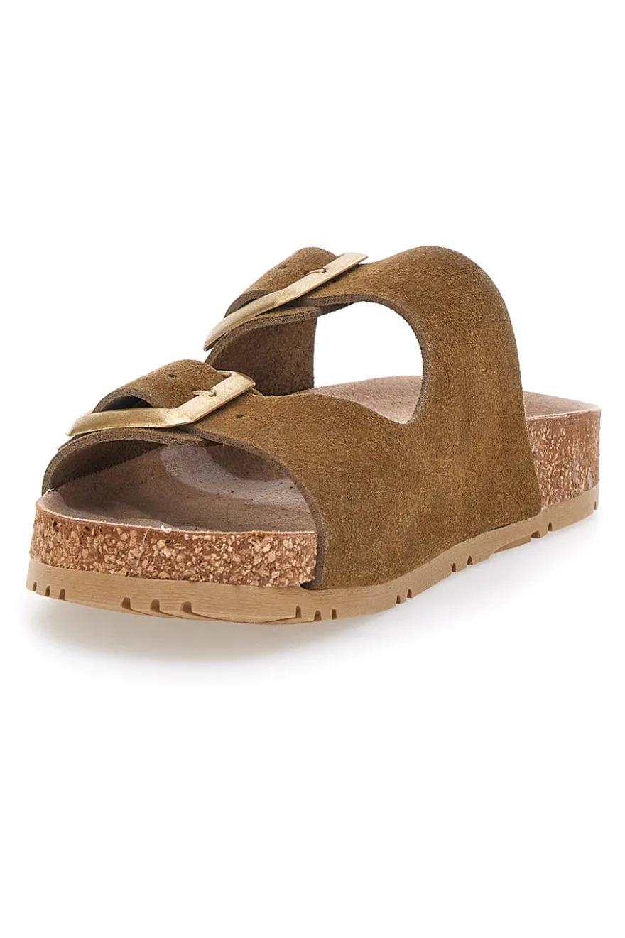 Ciabatte taupe doppia fibbia suola antiscivolo Pittarello Green Walk Vegan 335CF20631S