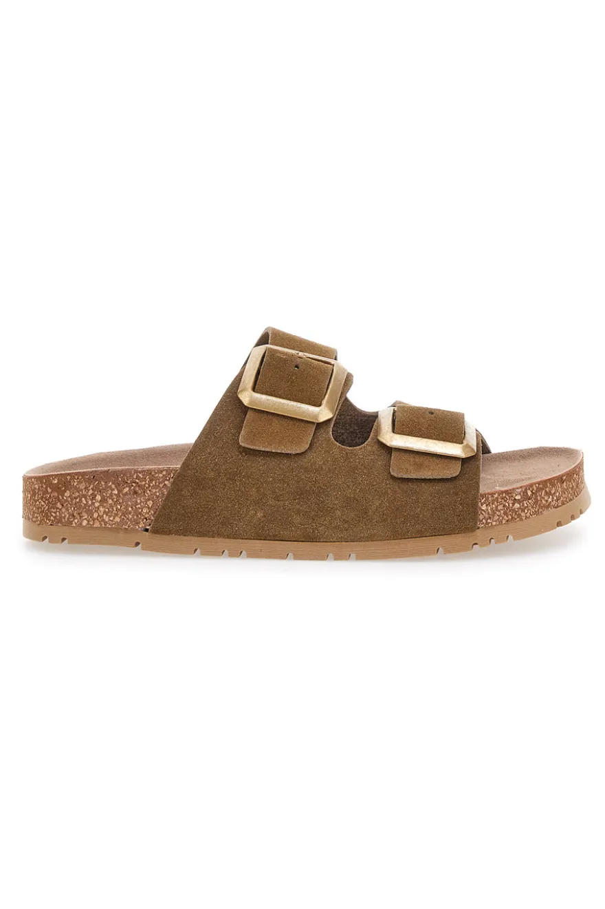 Ciabatte taupe doppia fibbia suola antiscivolo Pittarello Green Walk Vegan 335CF20631S