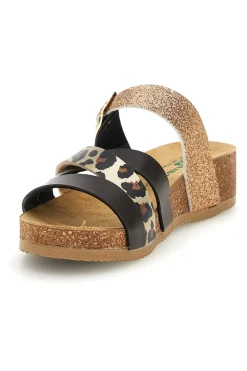 Ciabatte testa di moro con dettagli animalier e oro glitterato Pittarello Eco 293A410SR